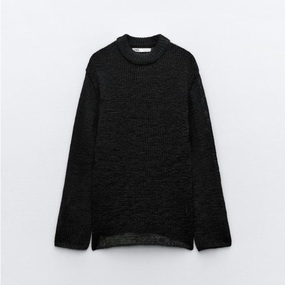 ZARA Black Womens Knit Crew Neck Sweater